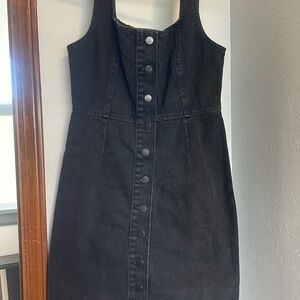 Urban Outfitters Classic Black Button-down Front Denim Mini Dress - Women Small